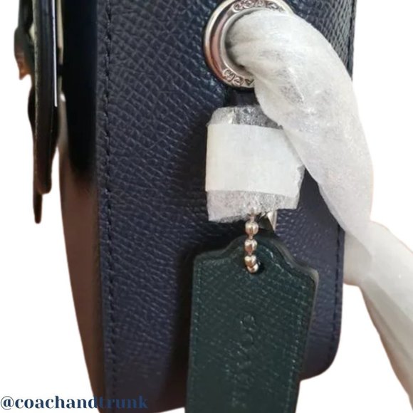 COACH Leather Gemma Deep Blue Forest Green Sparkling Crystals Apple Buckle NWT - Picture 12 of 15